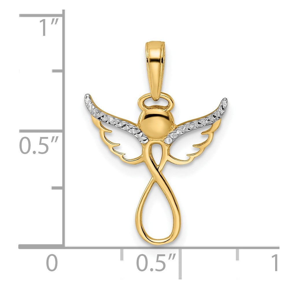 14k Yellow & Rhodium 16.1 mm D/C Infinity Angel Pendant (0.9 grams)