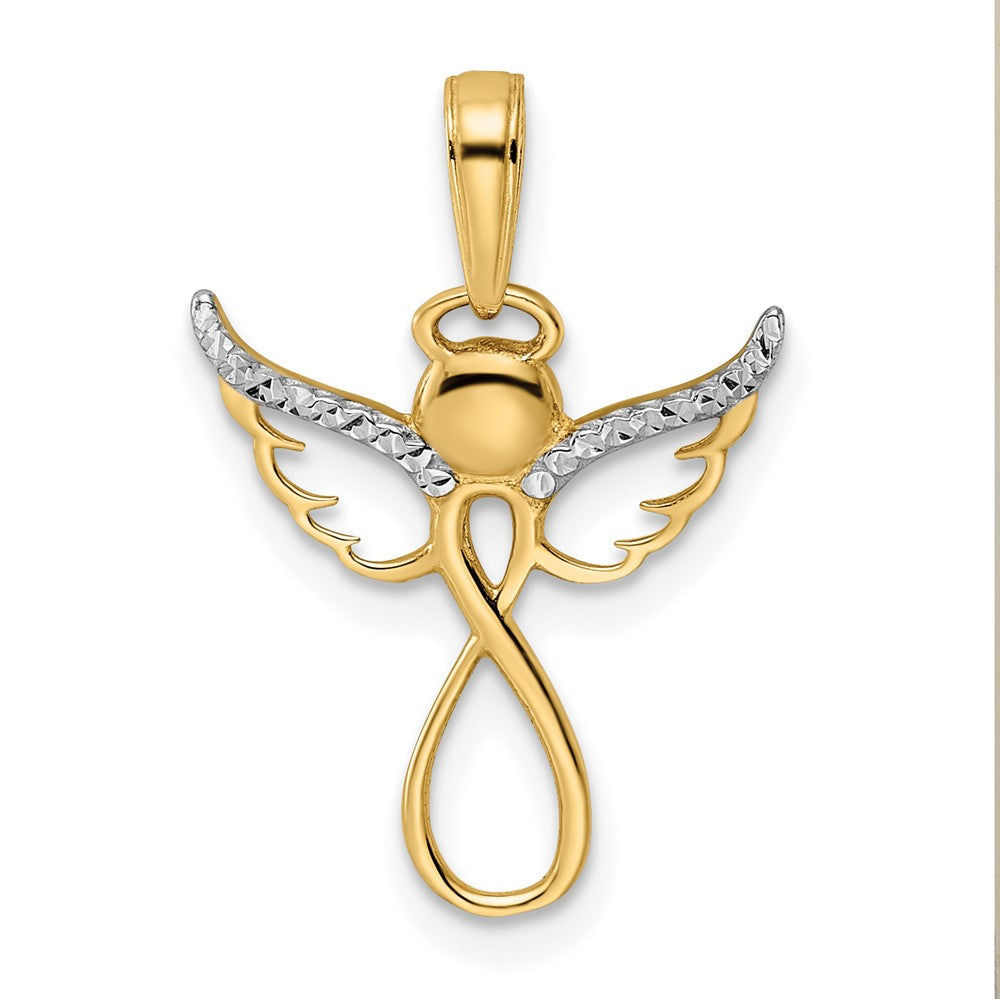 14k Yellow & Rhodium 16.1 mm D/C Infinity Angel Pendant (0.9 grams)