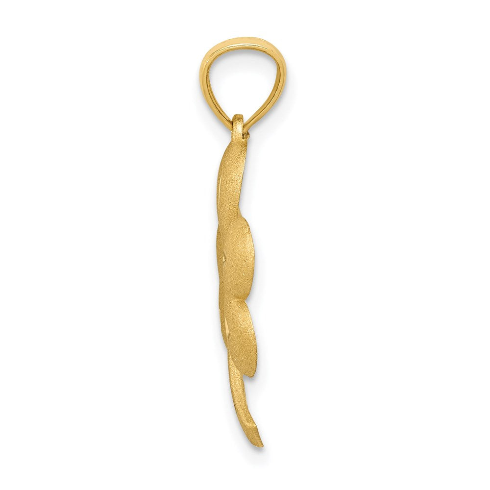 14k Yellow Gold 20 mm Brushed Diamond-cut Shamrock Pendant (2.03 grams)