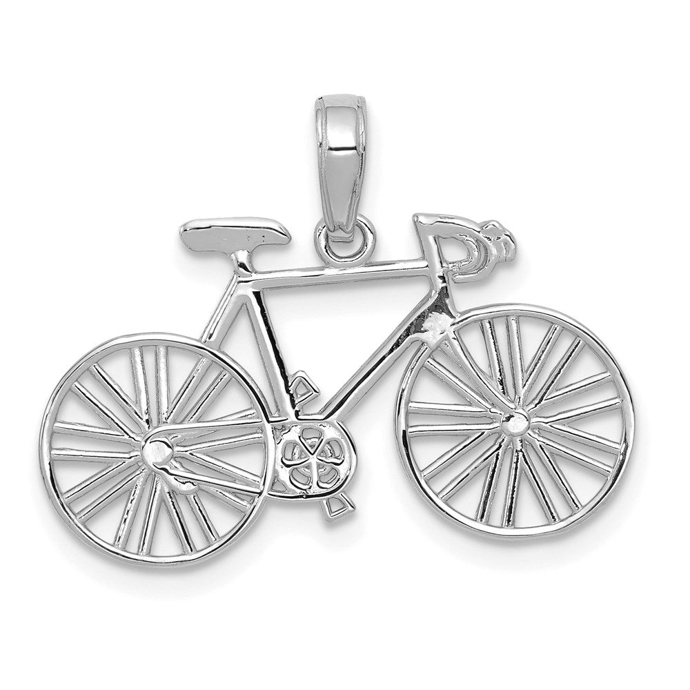 14k White Gold 26 mm Polished Bicycle Charm (1.15 grams)