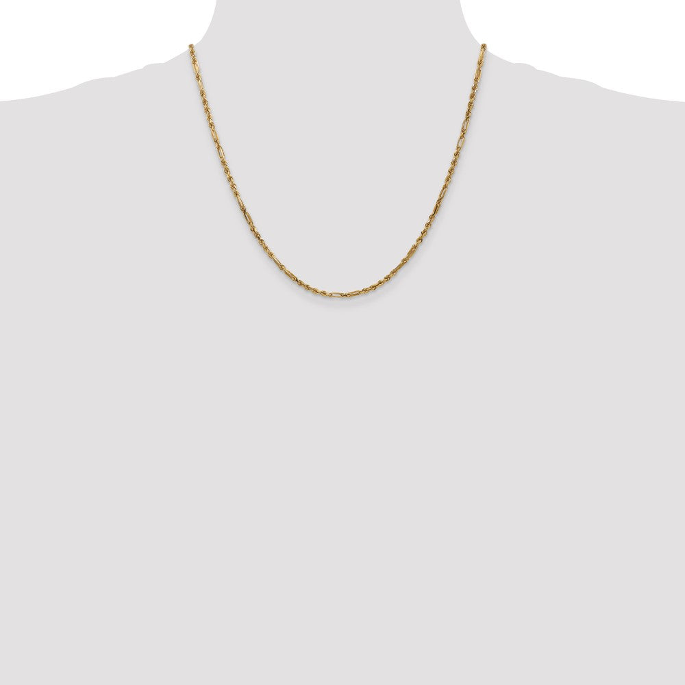 14k 2.5mm D/C Milano Rope Chain (7.01 grams)