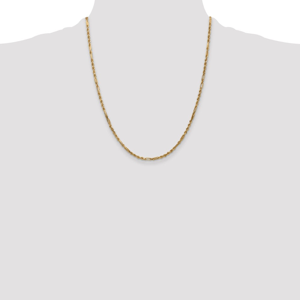 14k 2.5mm D/C Milano Rope Chain (7.01 grams)