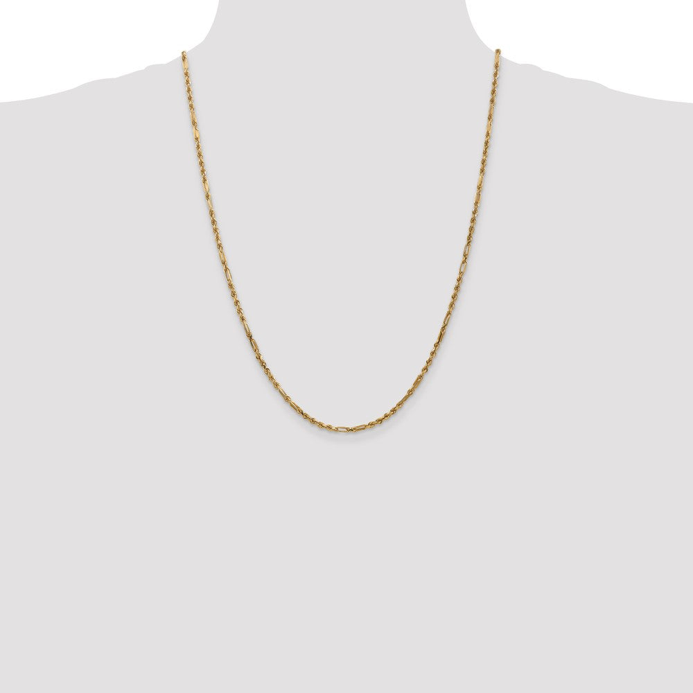 14k 2.5mm D/C Milano Rope Chain (7.01 grams)