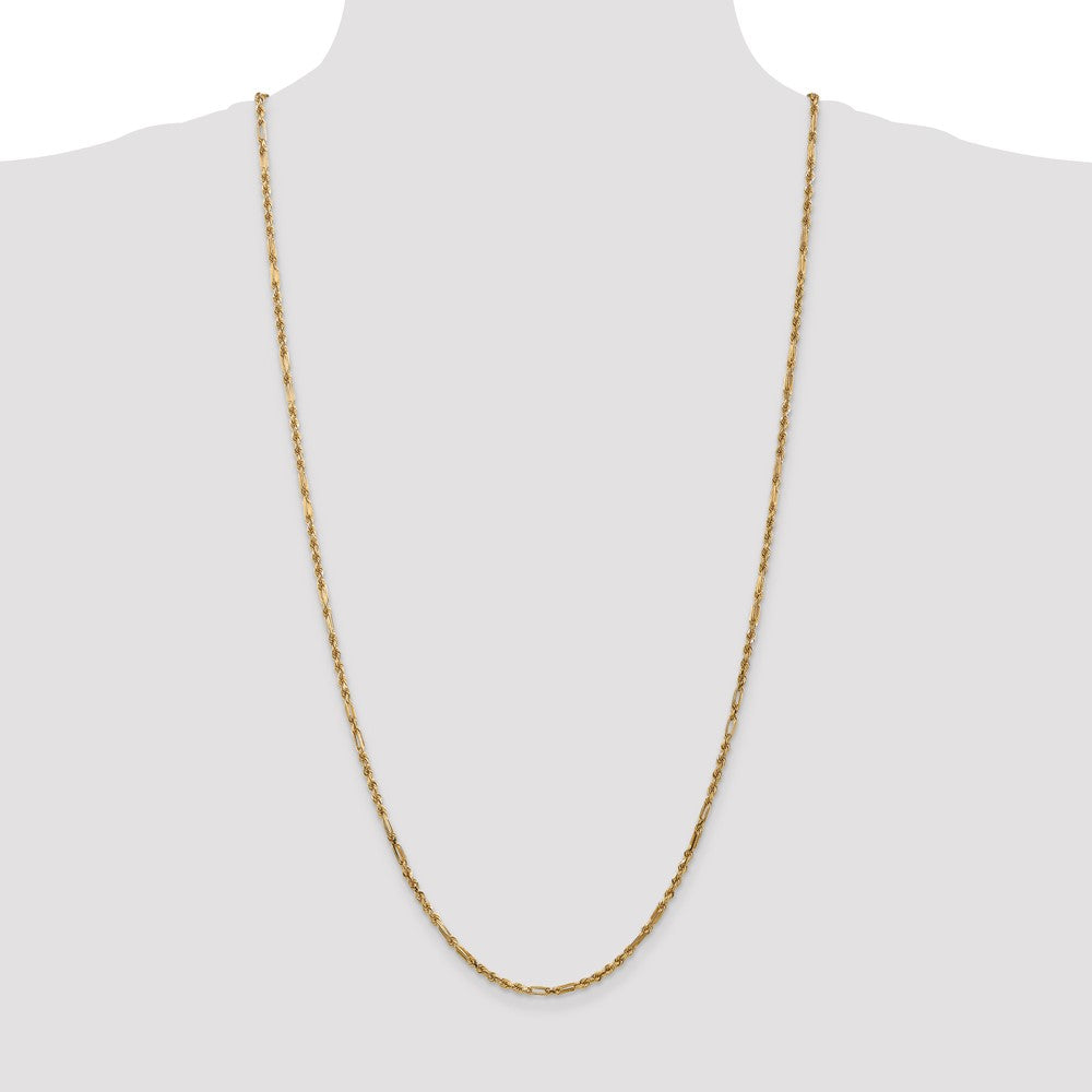 14k 2.5mm D/C Milano Rope Chain (7.01 grams)