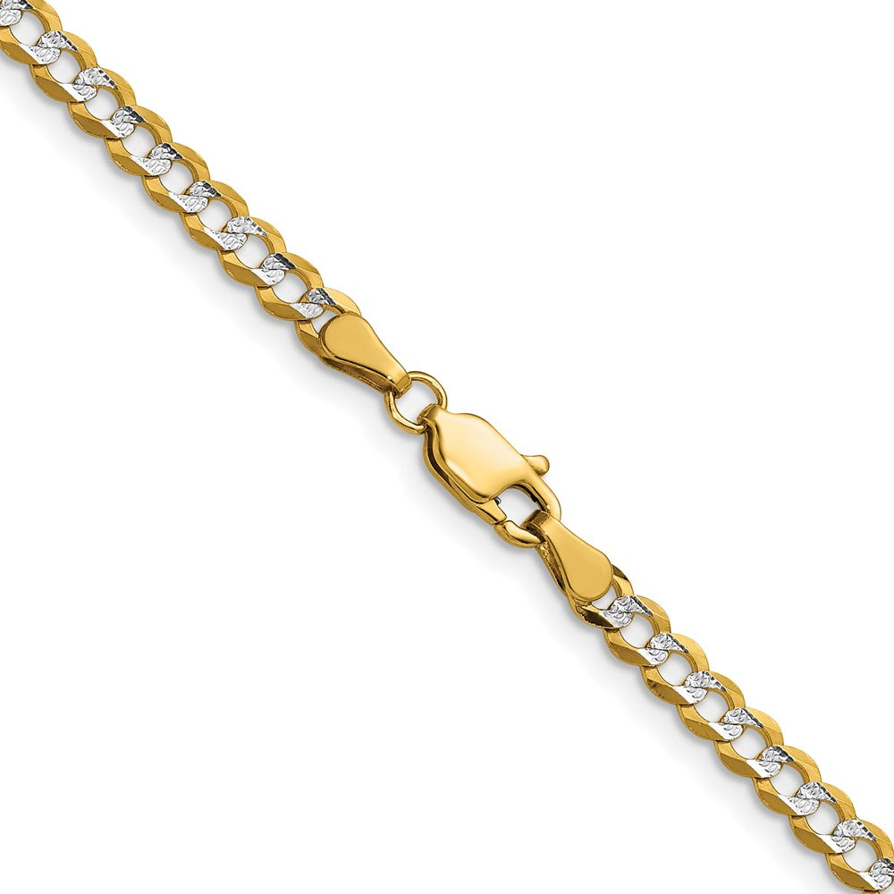 14k 3.7mm Lightweight Pavé Flat Cuban Chain (6.25 grams)