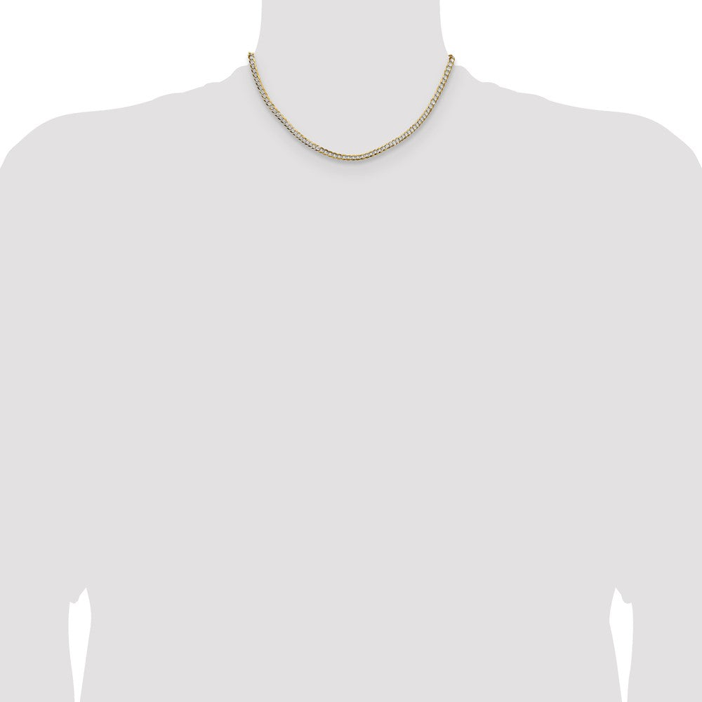 14k 3.7mm Lightweight Pavé Flat Cuban Chain (6.25 grams)