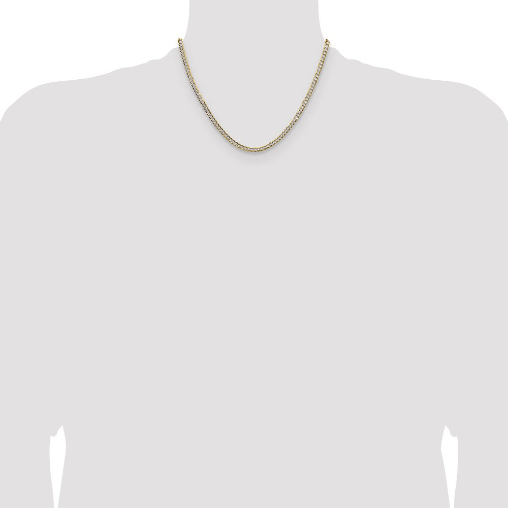 14k 3.7mm Lightweight Pavé Flat Cuban Chain (6.25 grams)