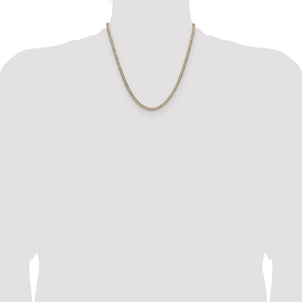 14k 3.7mm Lightweight Pavé Flat Cuban Chain (6.25 grams)