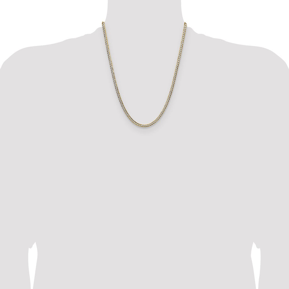 14k 3.7mm Lightweight Pavé Flat Cuban Chain (6.25 grams)