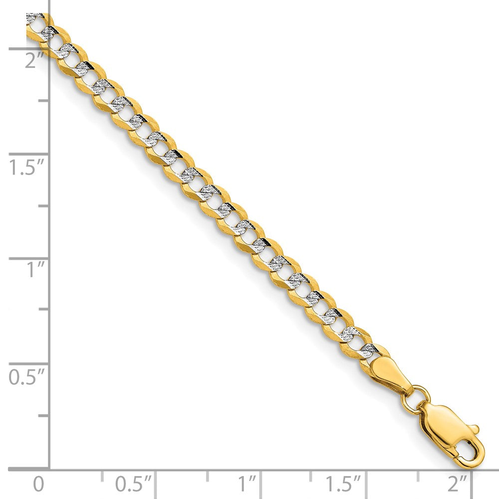 14k 3.7mm Lightweight Pavé Flat Cuban Chain Bracelet (3.01 grams)