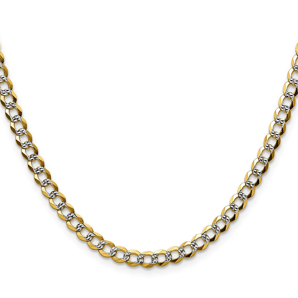 14k 4.7mm Lightweight Pavé Flat Cuban Chain (9.46 grams)