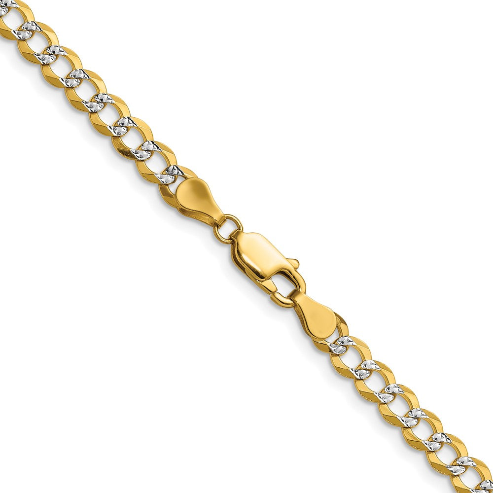 14k 4.7mm Lightweight Pavé Flat Cuban Chain (9.46 grams)