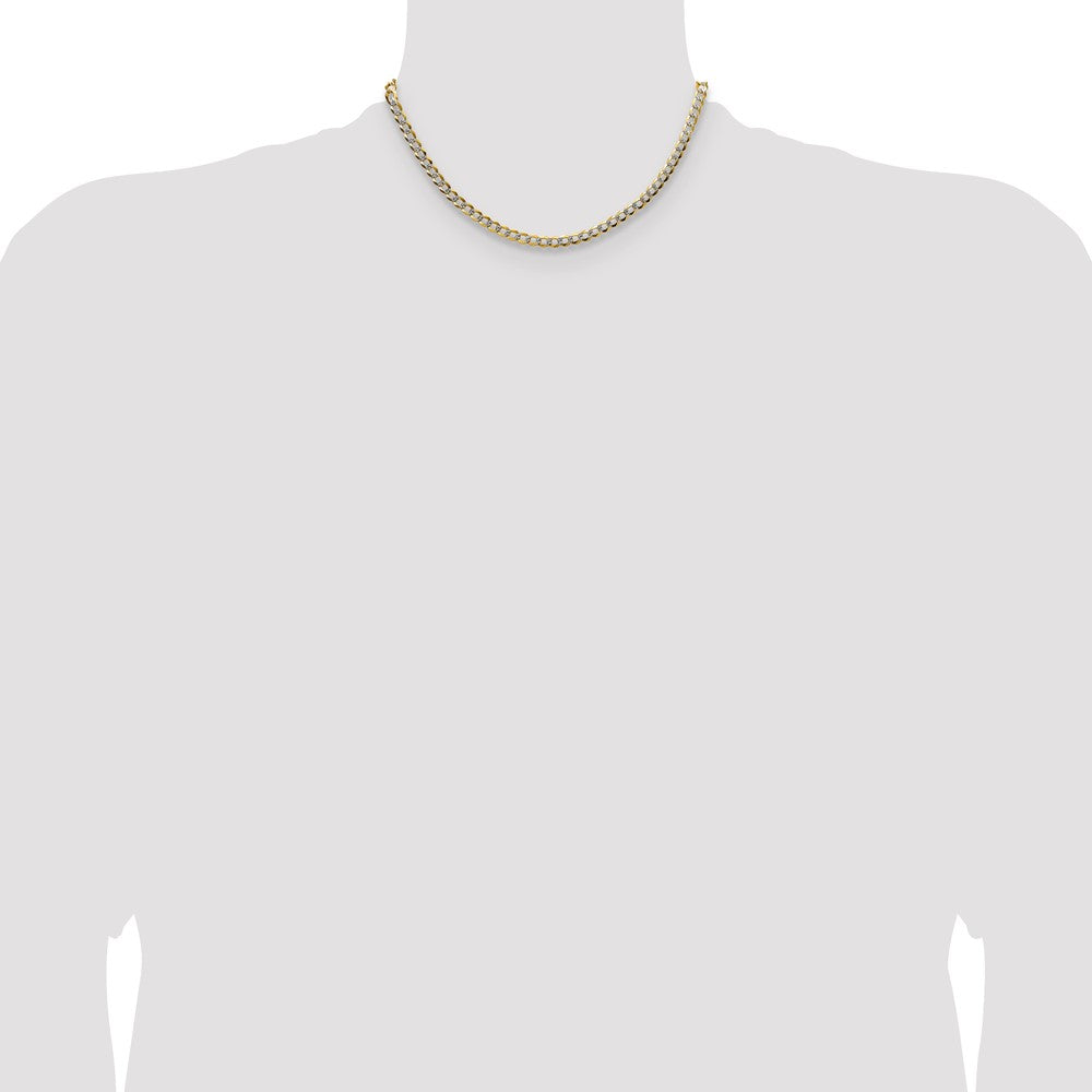 14k 4.7mm Lightweight Pavé Flat Cuban Chain (9.46 grams)