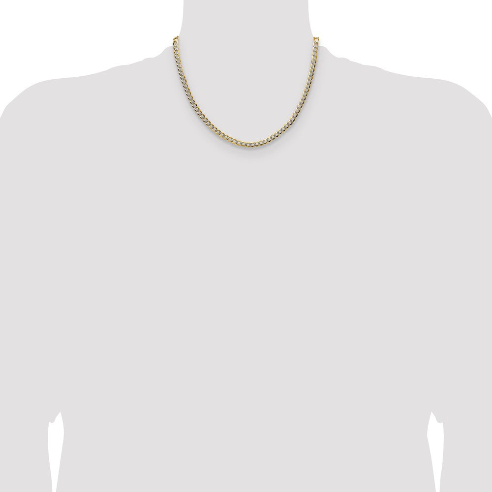 14k 4.7mm Lightweight Pavé Flat Cuban Chain (9.46 grams)