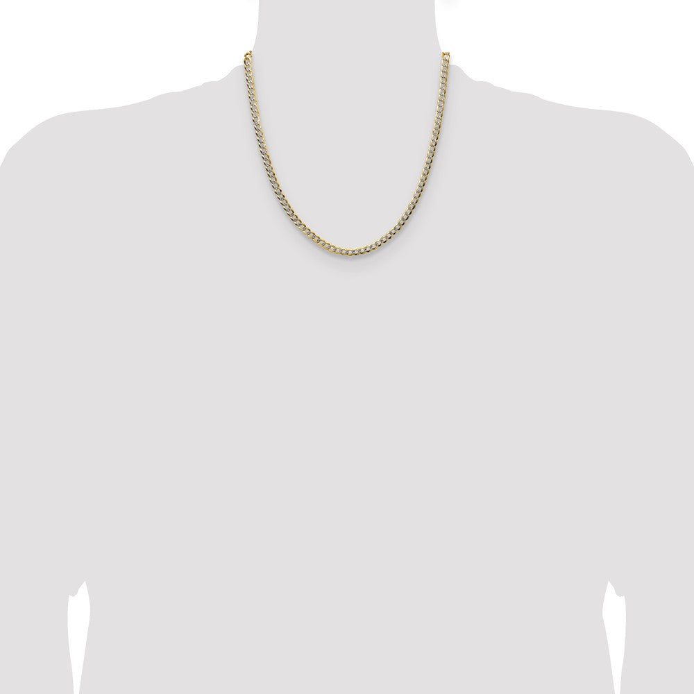 14k 4.7mm Lightweight Pavé Flat Cuban Chain (9.46 grams)