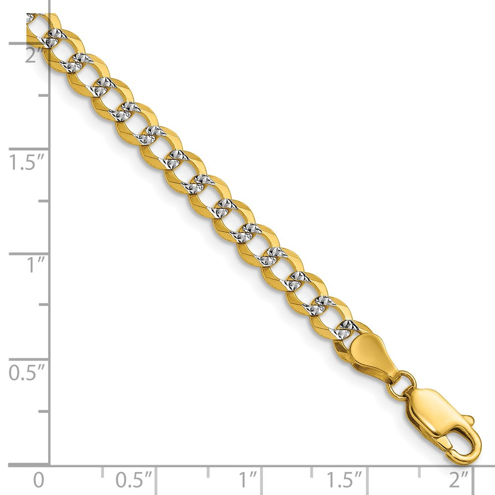 14k 4.7mm Lightweight Pavé Flat Cuban Chain Bracelet (4.43 grams)
