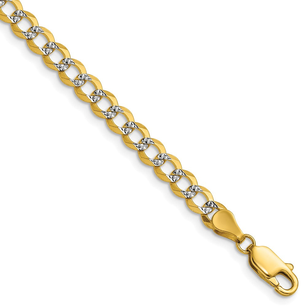 14k 4.7mm Lightweight Pavé Flat Cuban Chain Bracelet (4.43 grams)