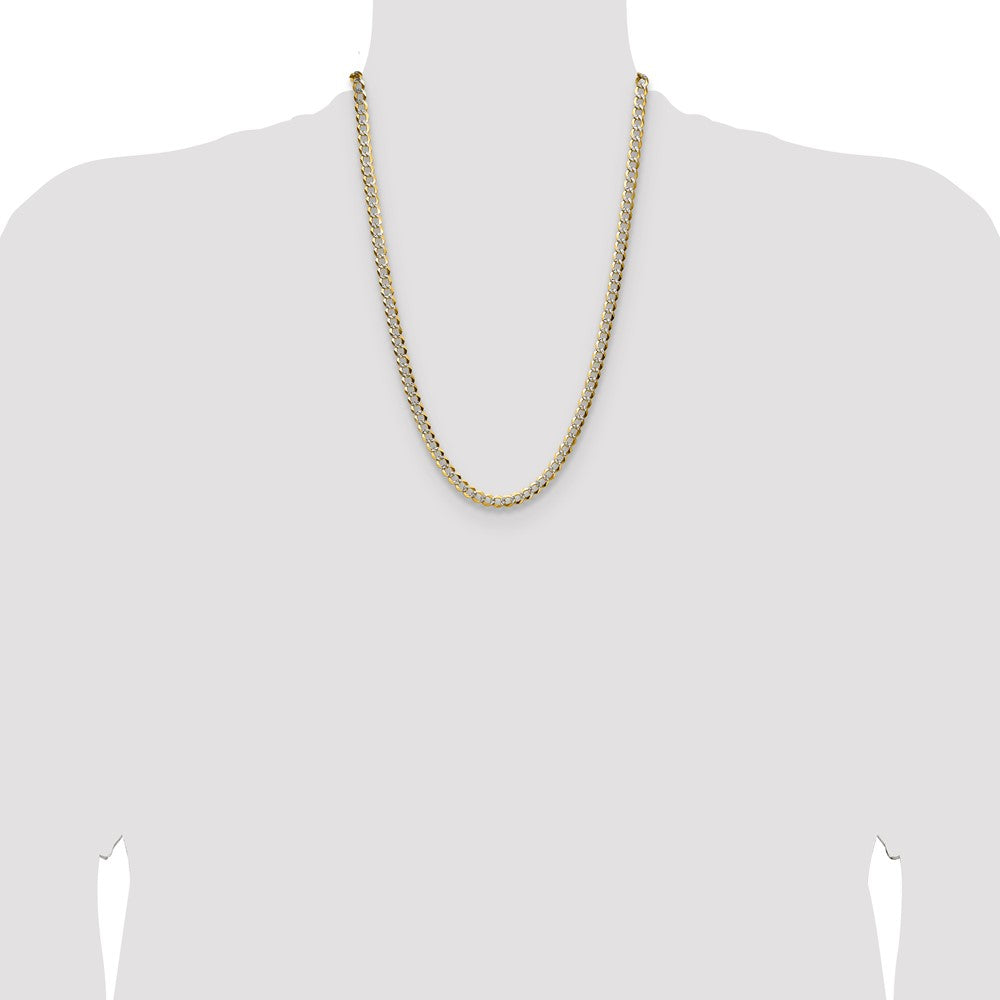 14k 5.9mm Lightweight Pavé Flat Cuban Chain (14.15 grams)