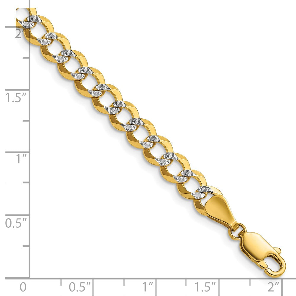 14k 5.9mm Lightweight Pavé Flat Cuban Chain Bracelet (6.44 grams)