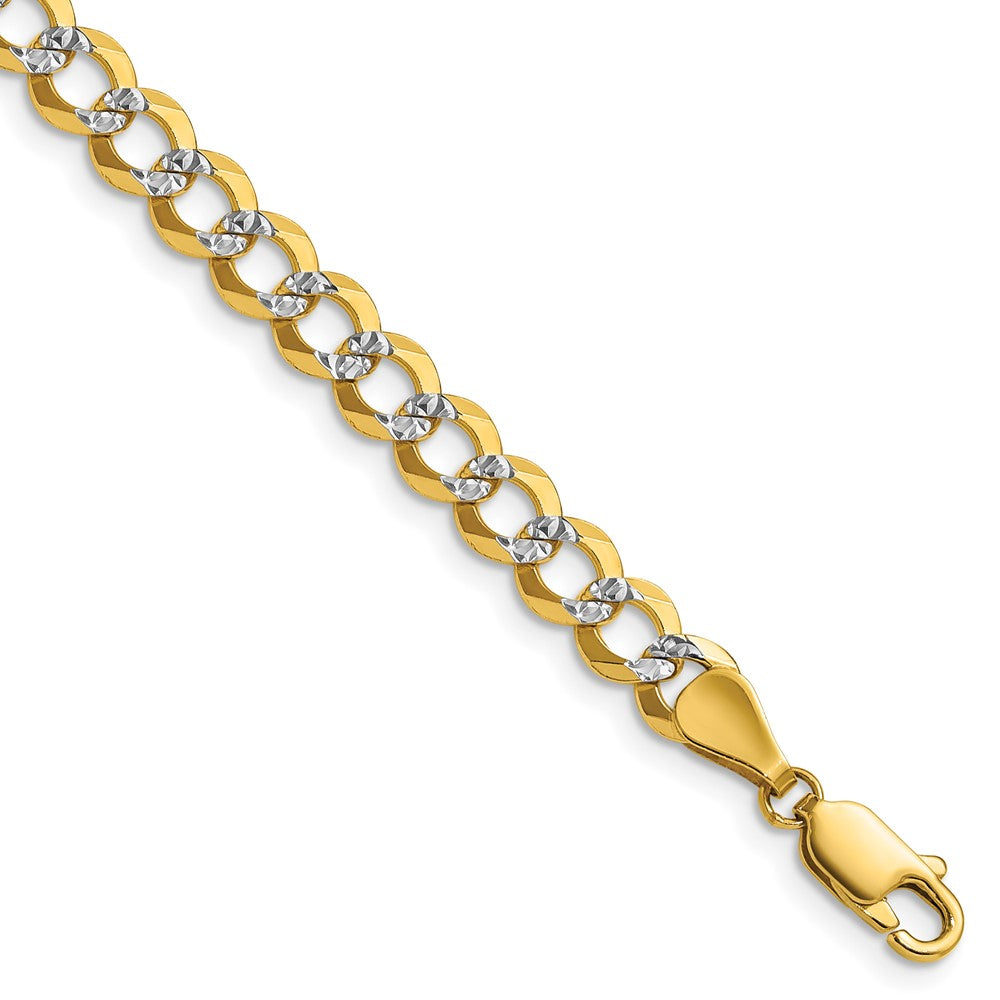 14k 5.9mm Lightweight Pavé Flat Cuban Chain Bracelet (6.44 grams)