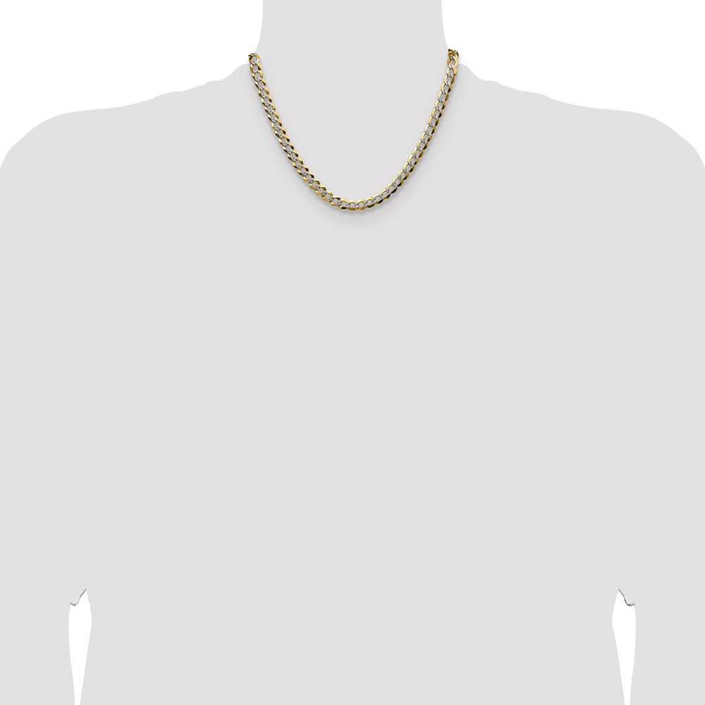 14k 7.2mm Lightweight Pavé Flat Cuban Chain (19.64 grams)