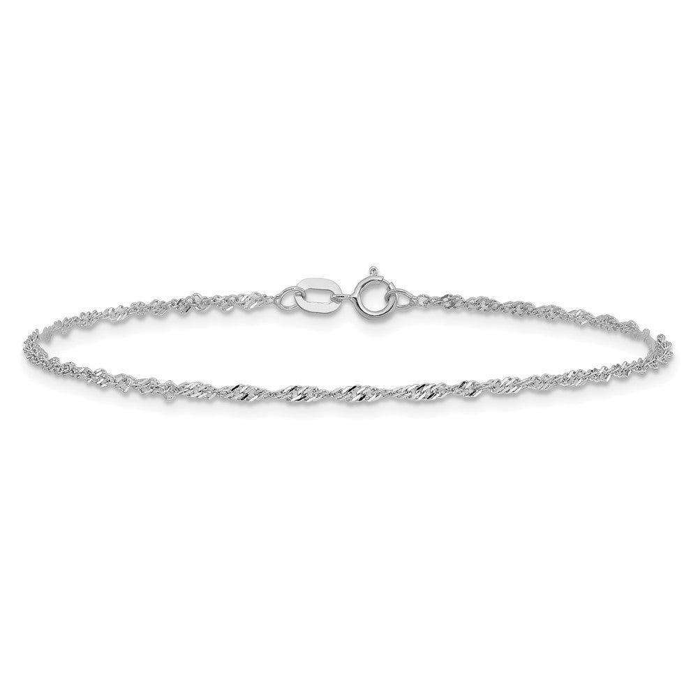 14k White Gold 1.4mm Singapore Chain Bracelet (0.87 grams)