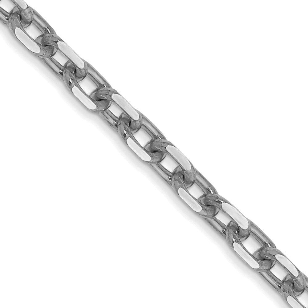 14k WG 3mm D/C Round Open Link Cable Chain (9.51 grams)