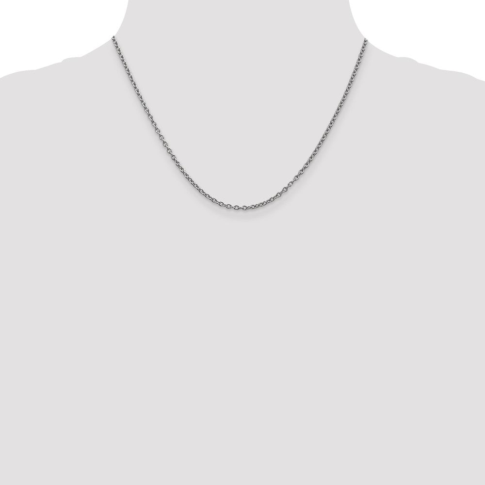 14k WG 2.4mm Round Open Link Cable Chain (5.29 grams)