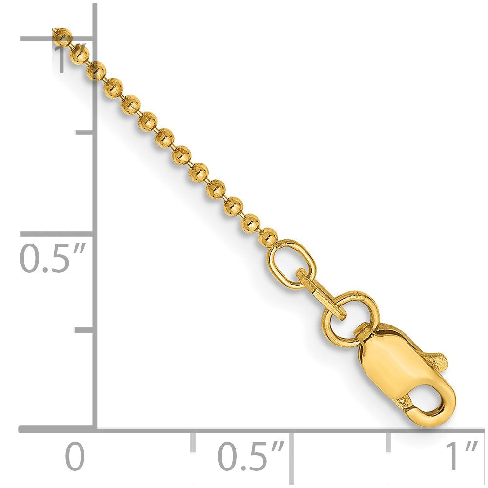 14k 1.2mm D/C Beaded Chain Bracelet (1.47 grams)