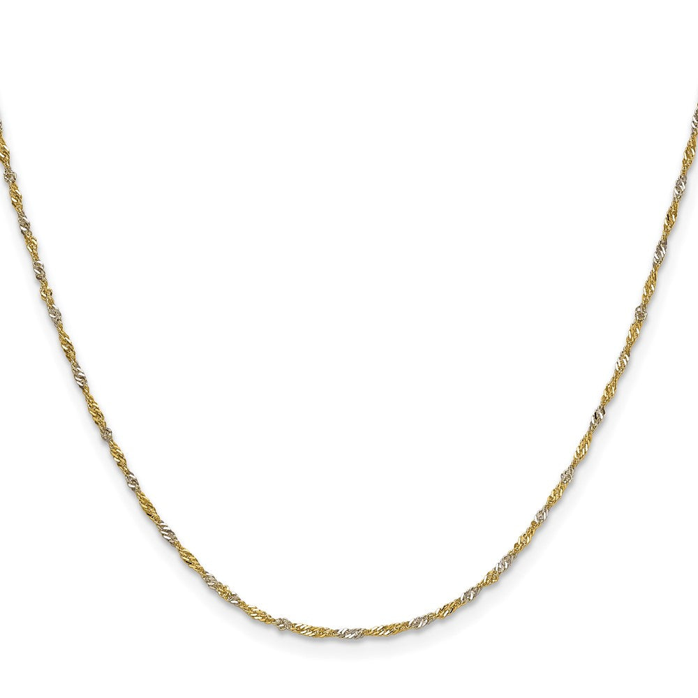 14k Yellow Gold with Rhodium 1.4mm Singapore Chain (1.21 grams)