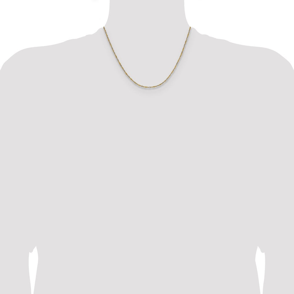 14k Yellow Gold with Rhodium 1.4mm Singapore Chain (1.21 grams)