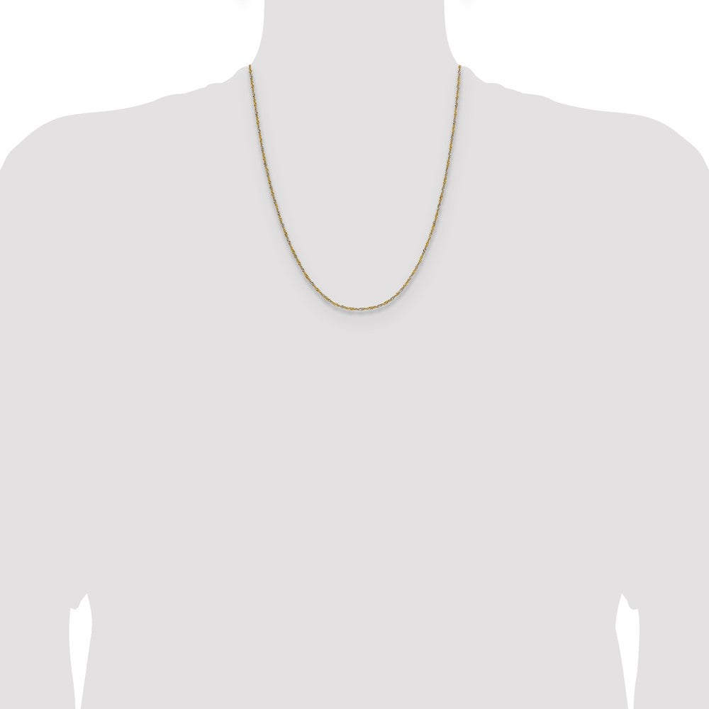 14k Yellow Gold with Rhodium 1.4mm Singapore Chain (1.21 grams)