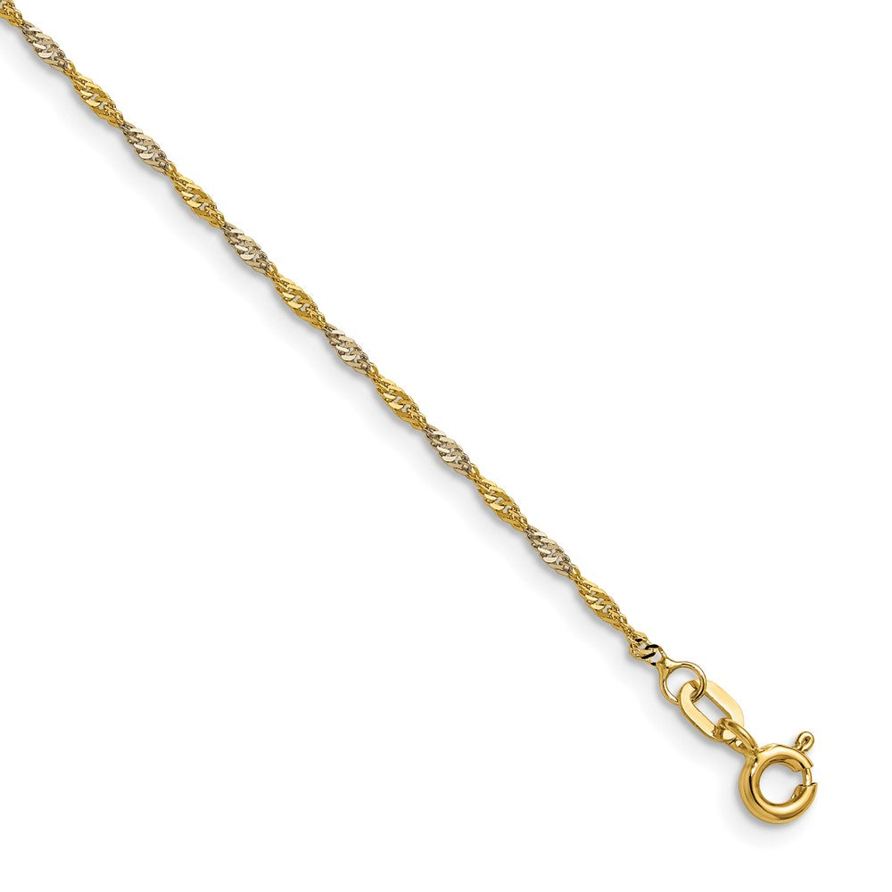 14k Yellow Gold with Rhodium 1.4mm Singapore Chain (1.21 grams)