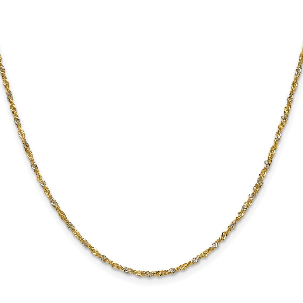 14k Yellow Gold with Rhodium 1.65mm Singapore Chain (2.10 grams)