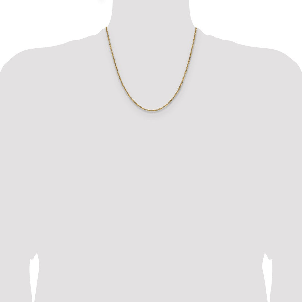14k Yellow Gold with Rhodium 1.65mm Singapore Chain (2.10 grams)