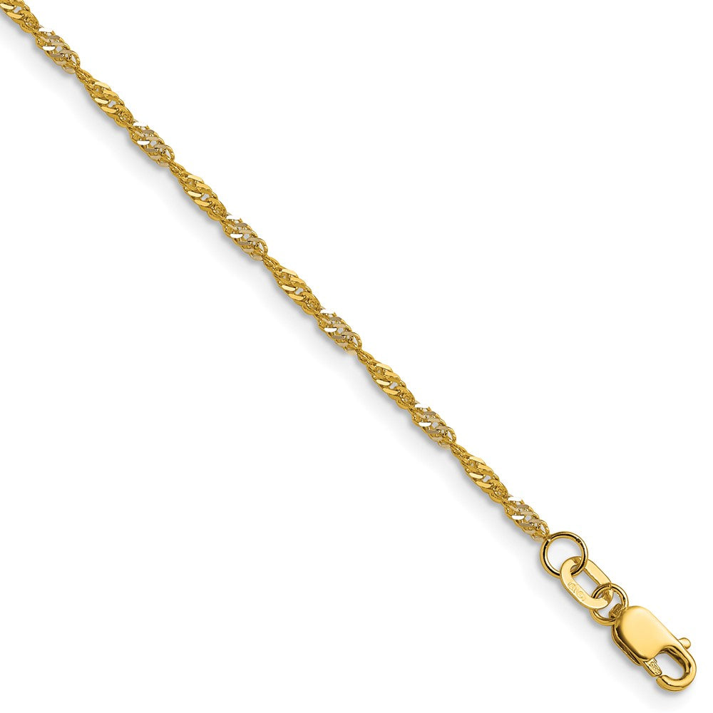 14k Yellow Gold with Rhodium 1.65mm Singapore Chain (2.10 grams)