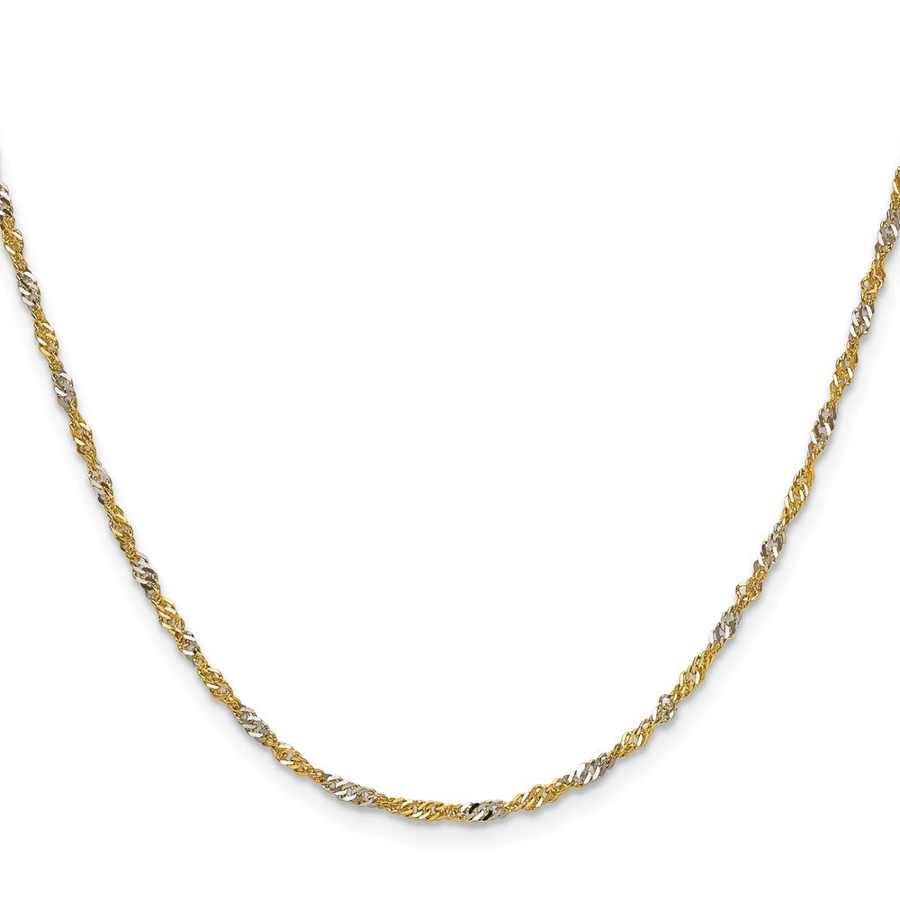 14k Yellow Gold with Rhodium 1.9mm Singapore Chain (2.87 grams)