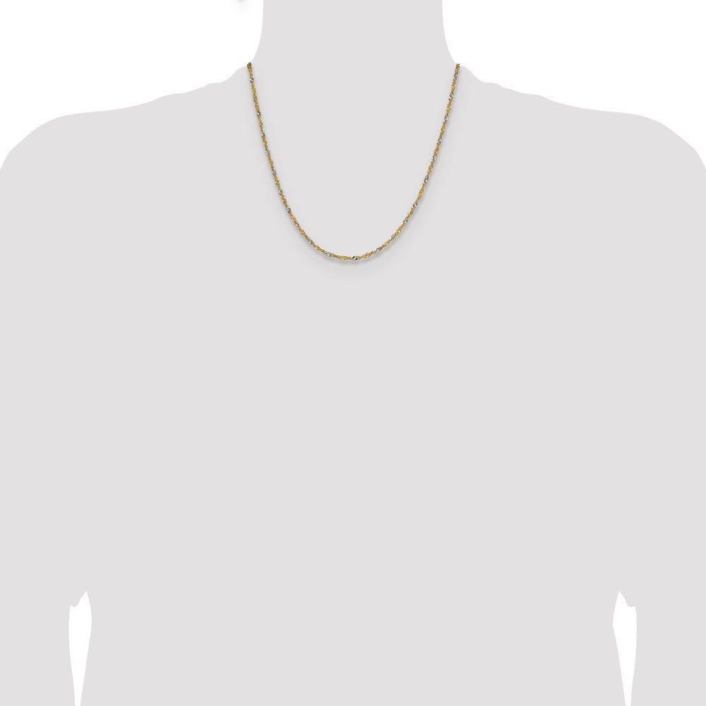 14k Yellow Gold with Rhodium 1.9mm Singapore Chain (2.87 grams)