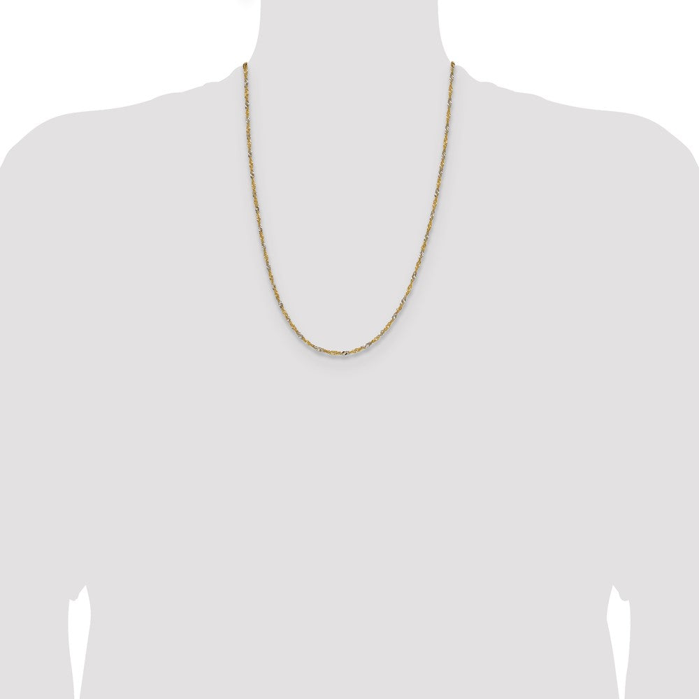 14k Yellow Gold with Rhodium 1.9mm Singapore Chain (2.87 grams)