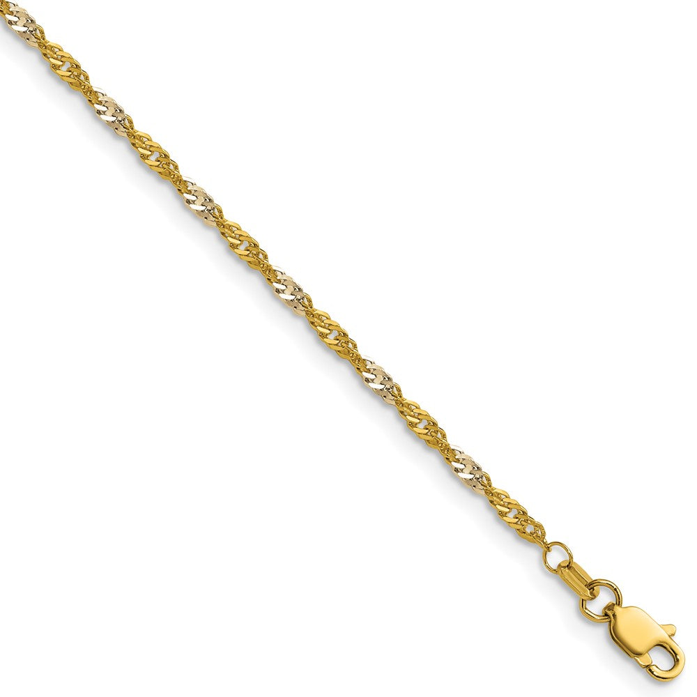 14k Yellow Gold with Rhodium 1.9mm Singapore Chain (2.87 grams)