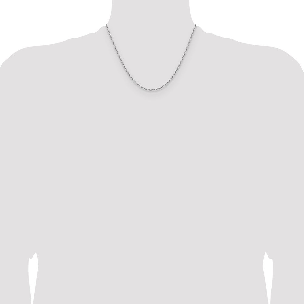 14k White Gold 2.1mm Solid Beveled Paperclip Chain (3.87 grams)