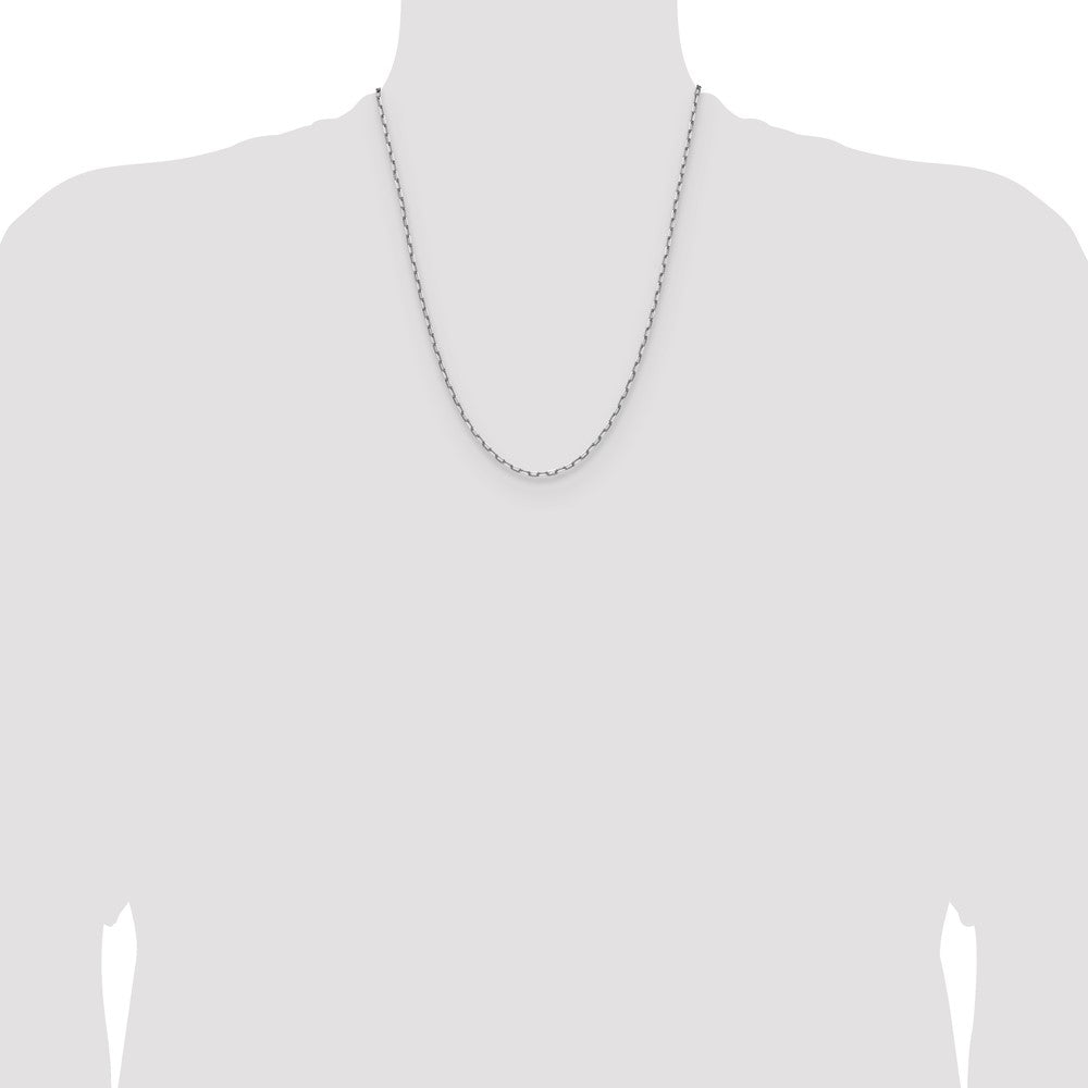 14k White Gold 2.1mm Solid Beveled Paperclip Chain (3.87 grams)