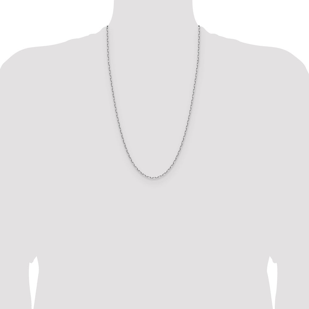 14k White Gold 2.1mm Solid Beveled Paperclip Chain (3.87 grams)