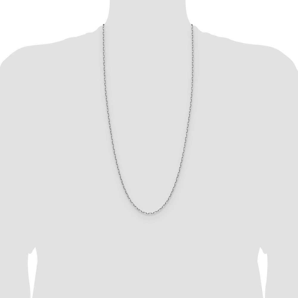 14k White Gold 2.1mm Solid Beveled Paperclip Chain (3.87 grams)