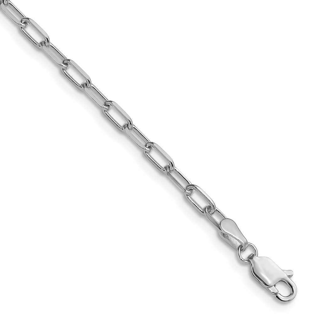 14k White Gold 3.0mm Solid Beveled Paperclip Chain Bracelet (3.09 grams)