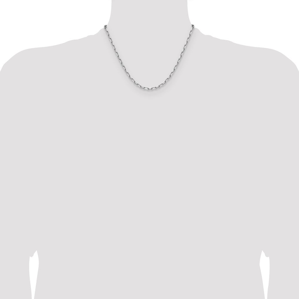 14k White Gold 3.5mm Solid Beveled Paperclip Chain (10.59 grams)