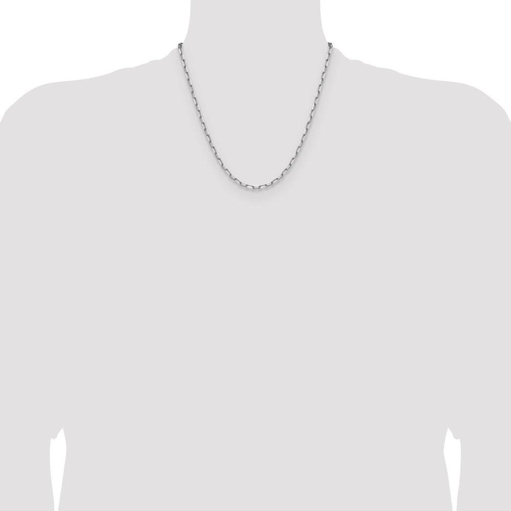 14k White Gold 3.5mm Solid Beveled Paperclip Chain (10.59 grams)