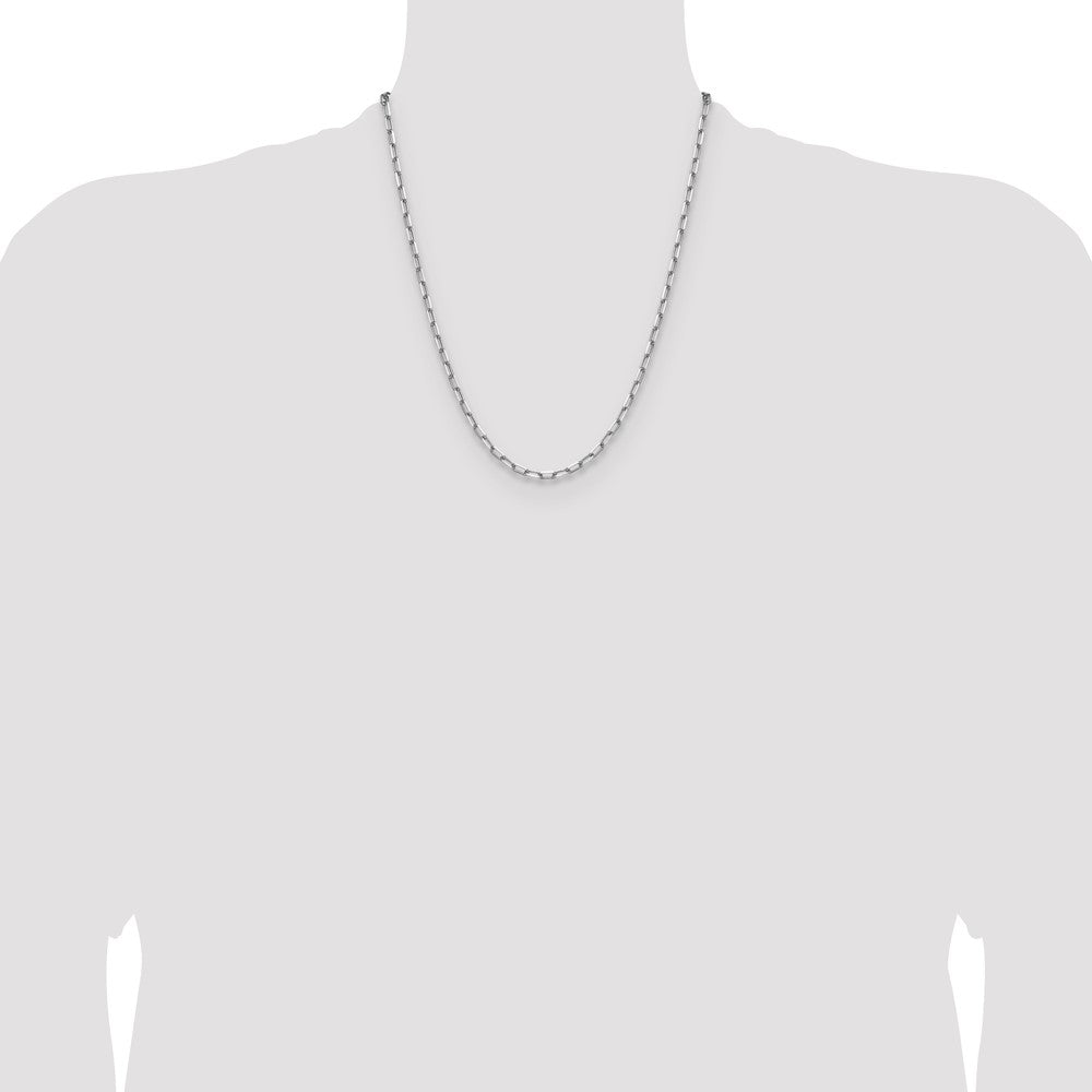 14k White Gold 3.5mm Solid Beveled Paperclip Chain (10.59 grams)