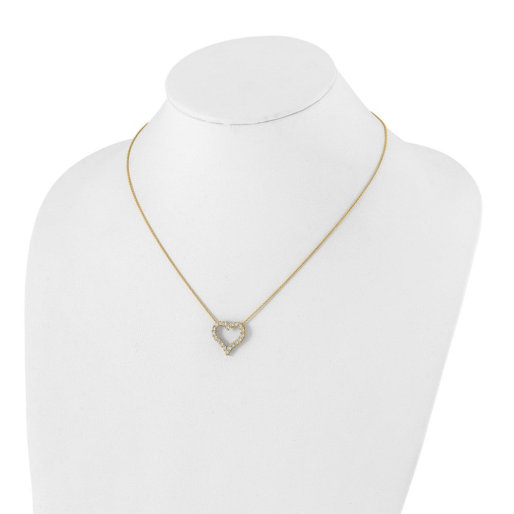 14k Polished 1 carat Diamond Heart 18 inch Necklace (1.66 grams)