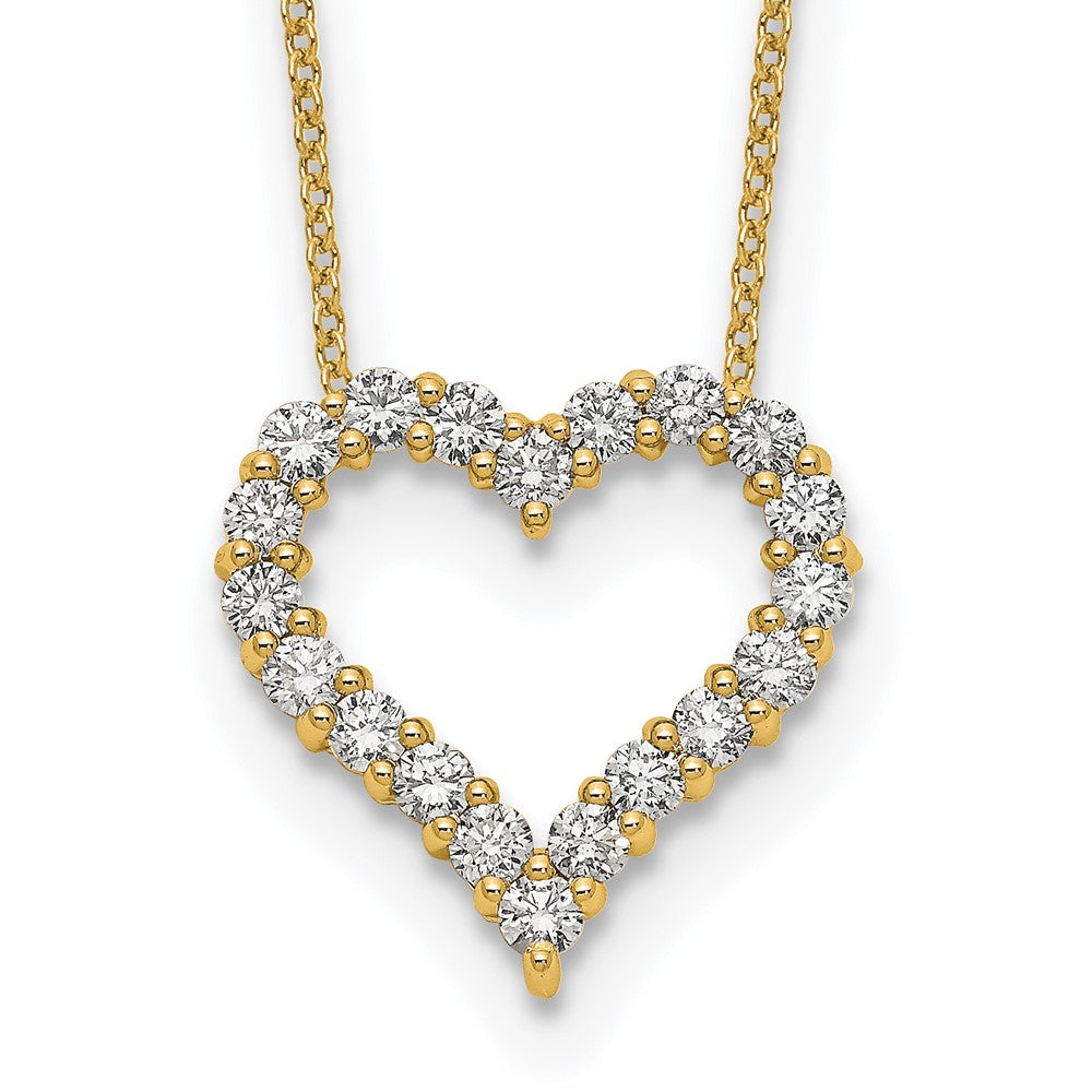 14k Polished 1 carat Diamond Heart 18 inch Necklace (1.66 grams)